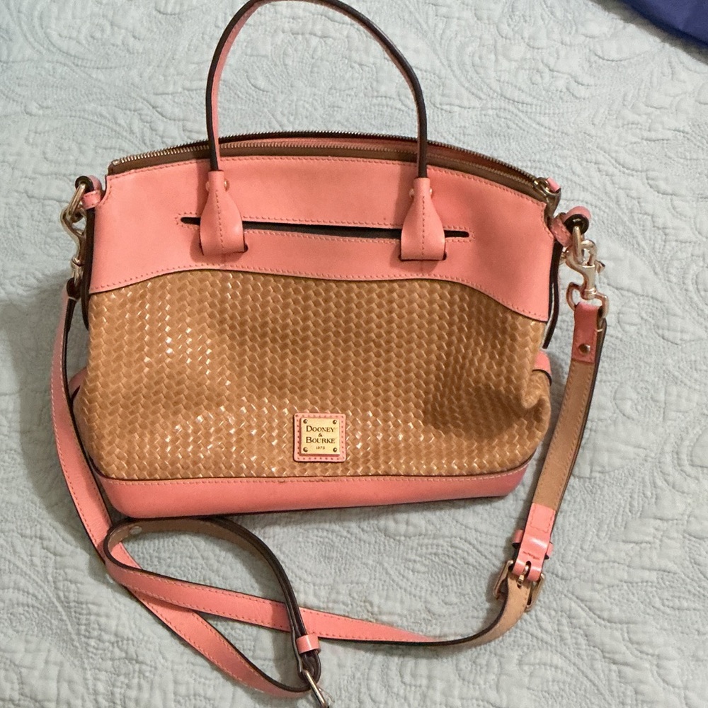 Dooney & Bourke Pink and Tan Woven Satchel